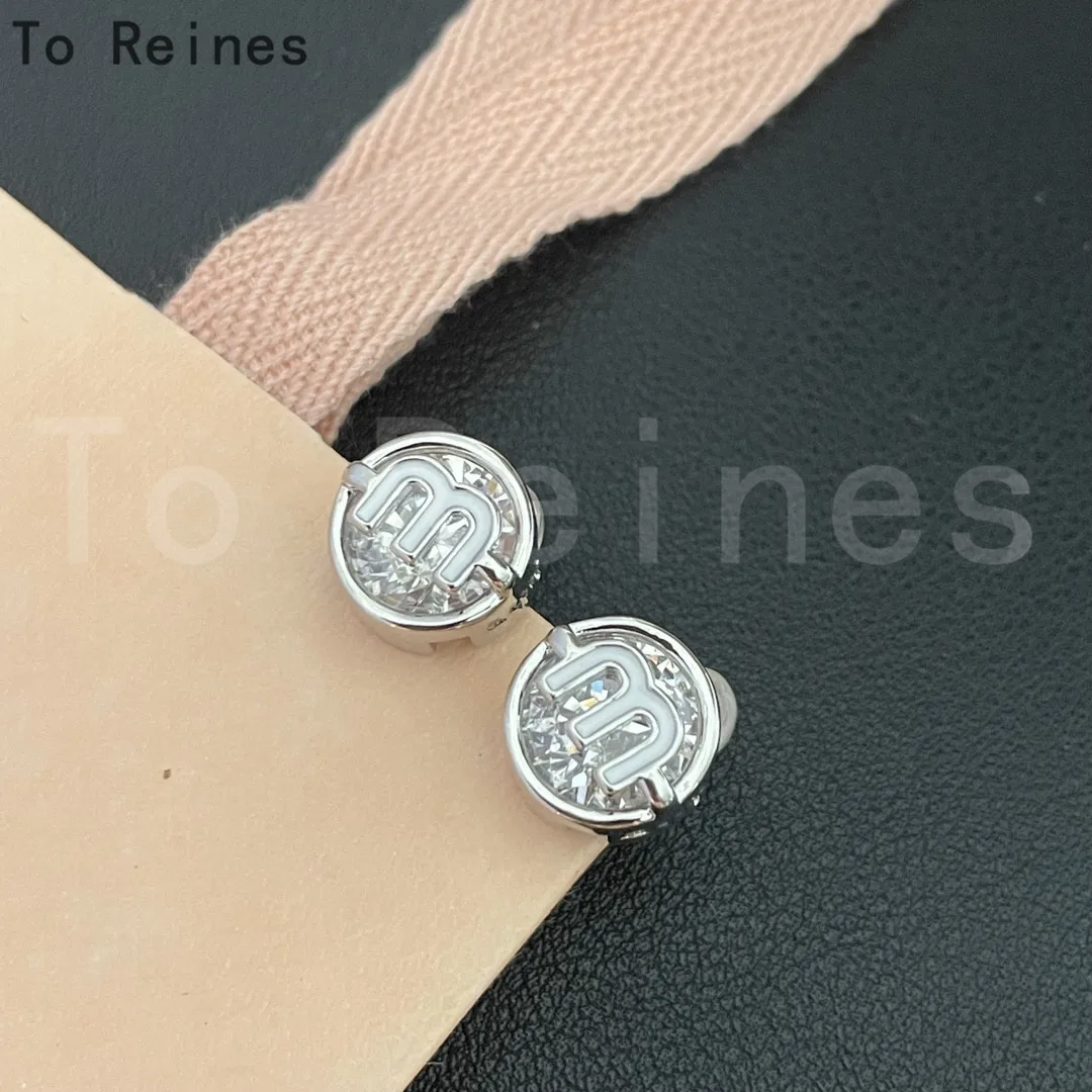 To Reines Crystal Earring Jewelry For Women Fashion Piercing Large Letters Eardrop Silver Accessories Party Jewel Christmas Gift