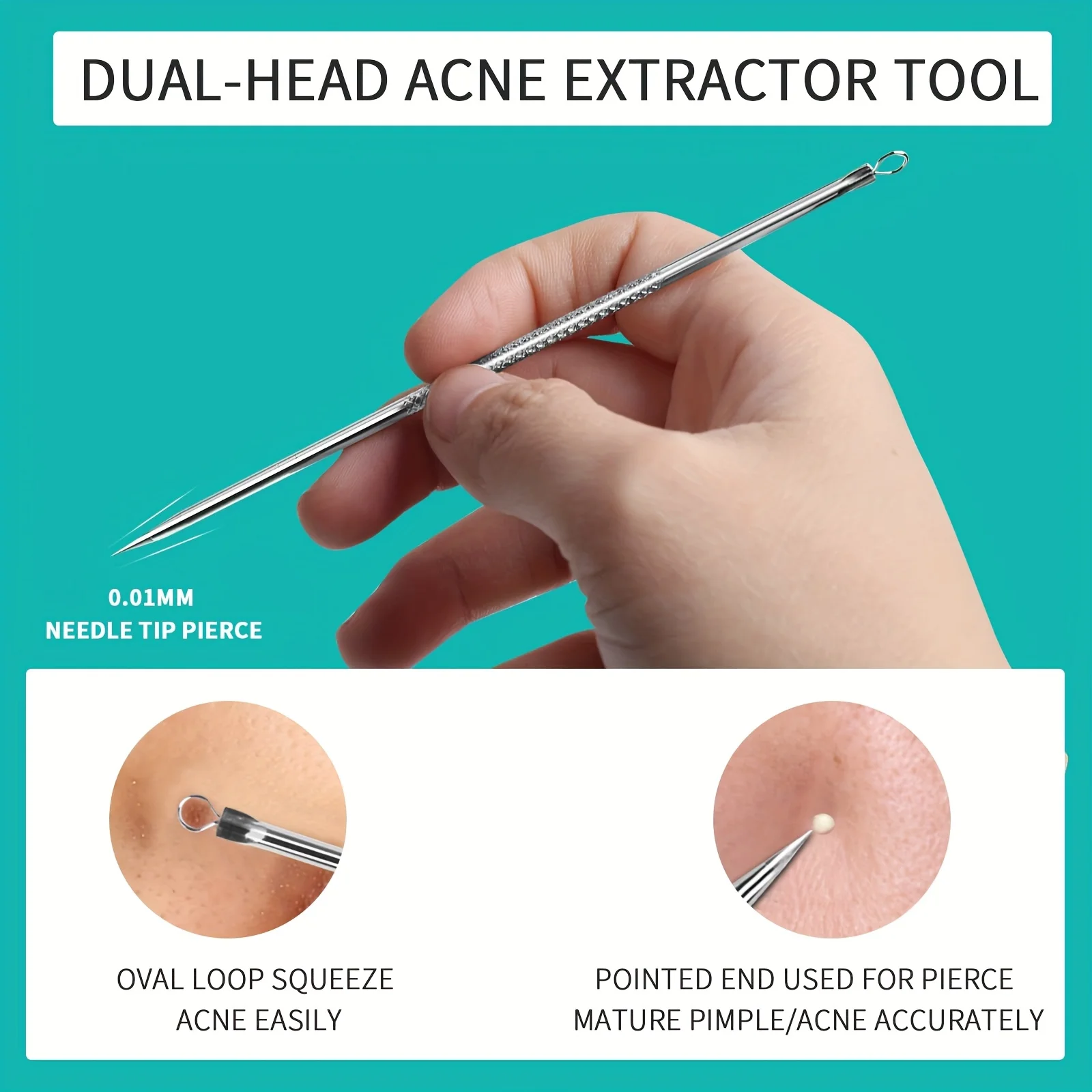 Ferramenta popper de espinhas 3 peças, extrator de espinhas de aço inoxidável, pinça de cravo, kit de remoção de acne extrator de comedões para manchas,