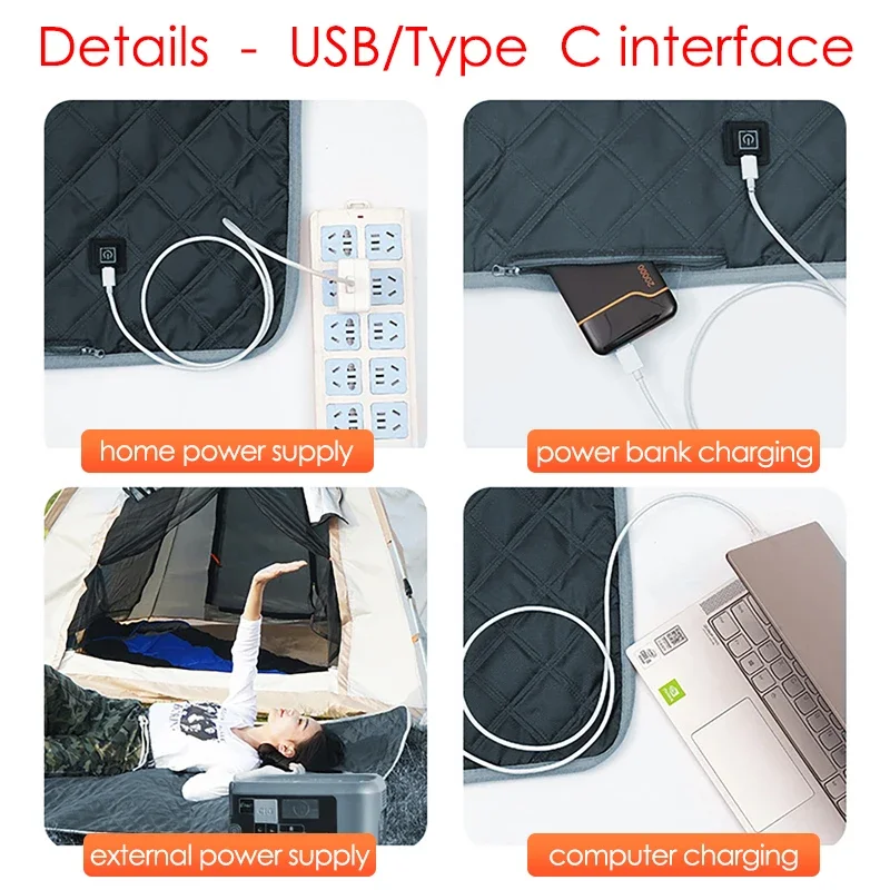 5 В 180x150 см грелка спальный мешок портативный матрас USB/тип C интерфейс электрические одеяла моющиеся зимние грелки для тела