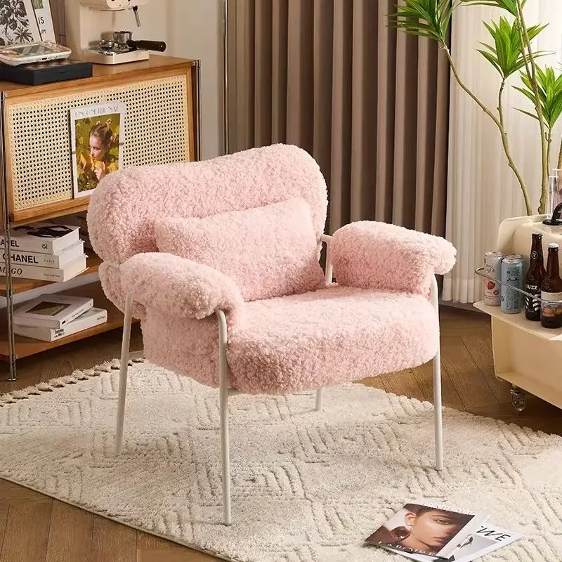 Nordic lamb wool retro chair designer sofa chair internet celebrity casual minimalist living room lazy nordic single sofa chair