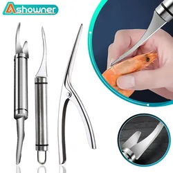 6 In 1 Multifunctional Fast Shrimp Peeler Stainless Steel Shrimp Line Cutting Scraping Digging Fish Scales Knife Kitchen Tools