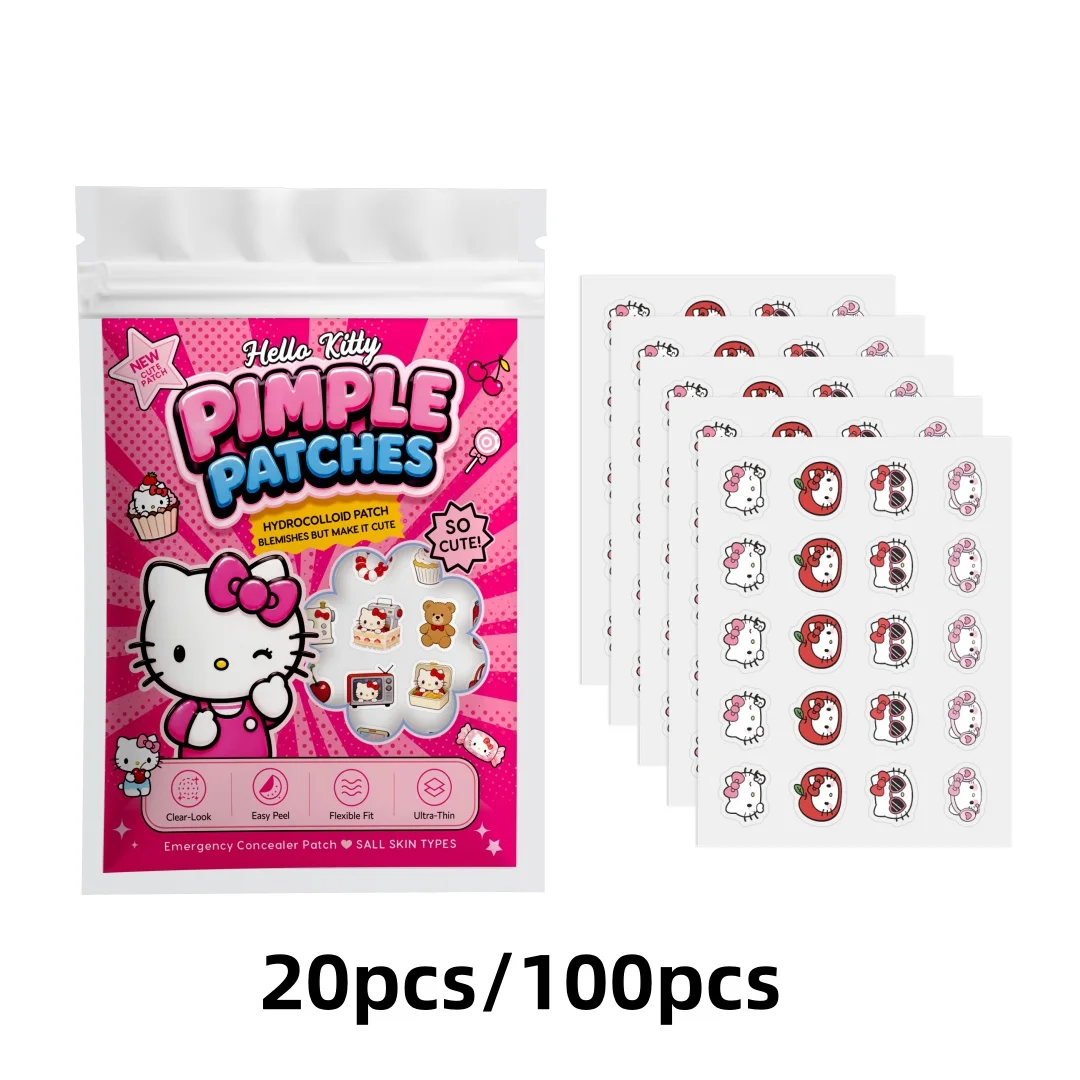 20/100PCS hello kitty Acne patches, facial acne patches, hydrogel acne removal patches, concealer