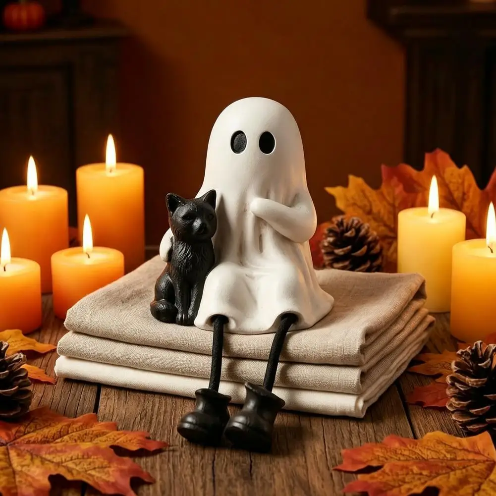 Festival Courtyard Decorations Halloween Figurines Set Spooky Ghost Pumpkin Skeleton Ornaments Black Cat for Mantel for Home