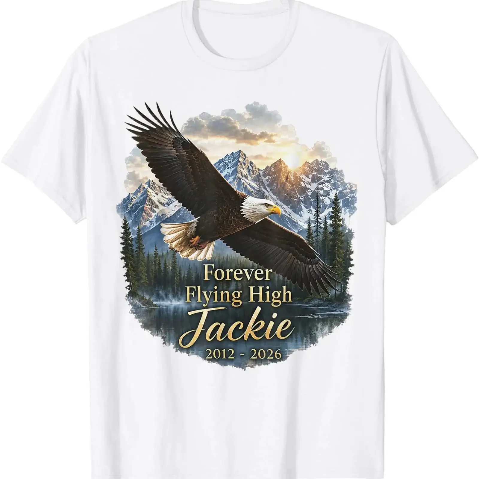 Fly High Jackie Bald Eagle Memorial Mountain Nature T Shirt vintage Washed Slightly Top For Everyday Wear Casual Soft