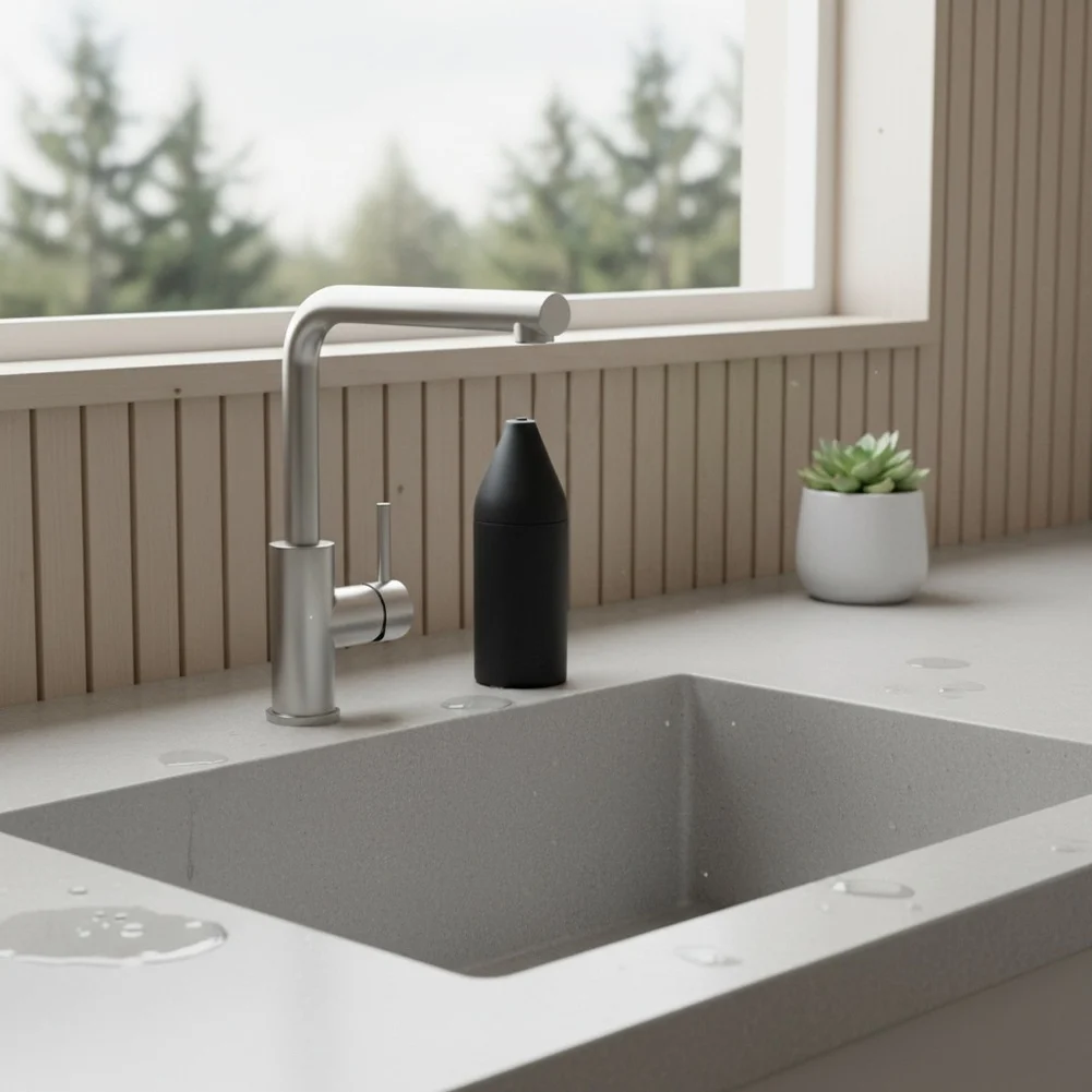 Silicone Soap Dispenser Pump for Kitchen and Bathroom Sink Areas with 200ml Fill Capacity for Multiple Liquid Cleansing Products