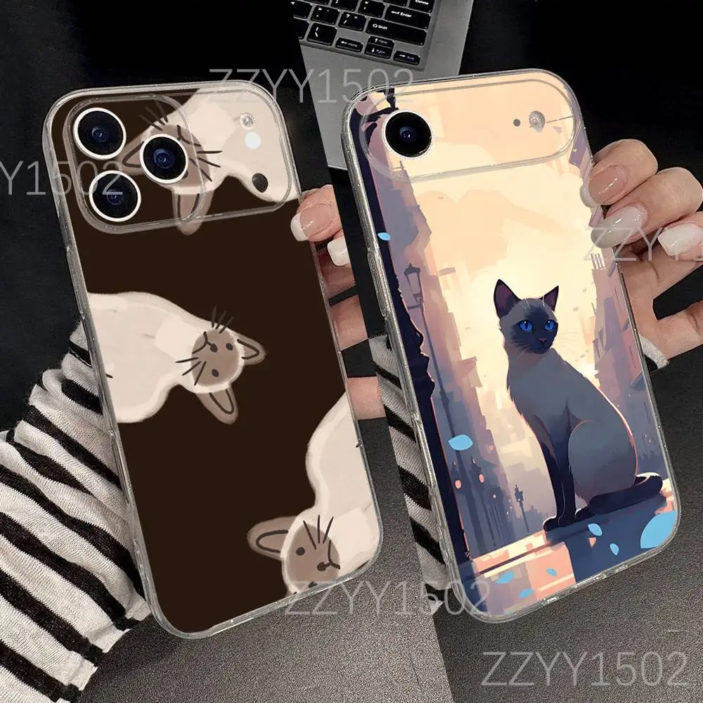 

Siamese Cats Cute Kitty For iPhone 17,16,15,14,13,12,11 Pro,Max,Plus,X,XS,XR,SE4,E Mini Transparent Print Phone Case