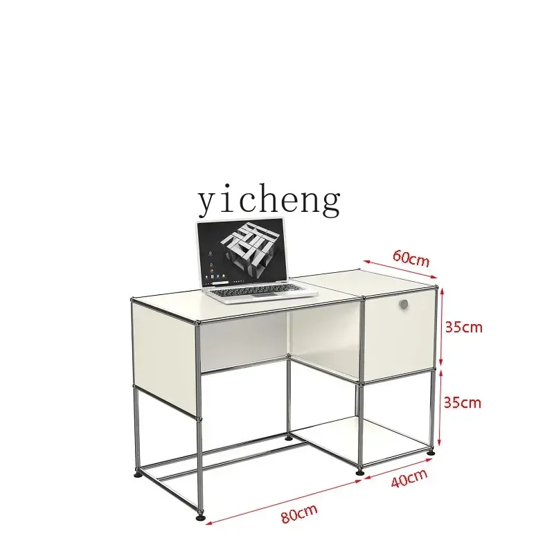 ZL Bedroom Desk Computer  Stainless Steel Storage Cabinet Mid-Ancient Bookshelf