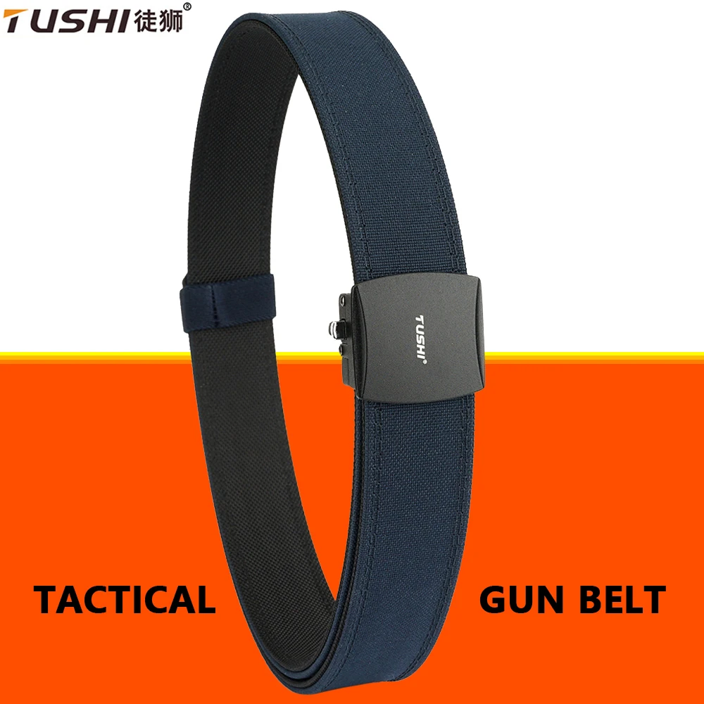 

TUSHI New Automatic Casual Belt for Men 1100D Nylon Hard Military Tactical Belt Metal Buckle Heavy Duty Outdoor Waistband Male
