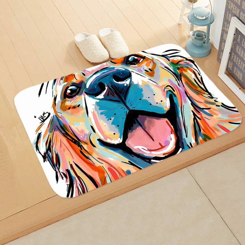 

Cartoon Living Room Rug 3D Cute Dog Printed Floor Mat Soft Flannel Large Bathroom Rug Entrance Doormat Decorative Bedroom Carpet