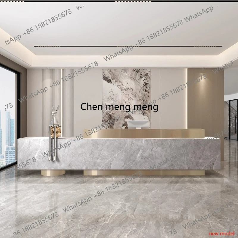 

Стойка ресепшн Nordic Marble Hotel: Современная роскошная стойка из спеченного камня для медицинских и косметических клиник, коммерческая мебель для предприятий A178