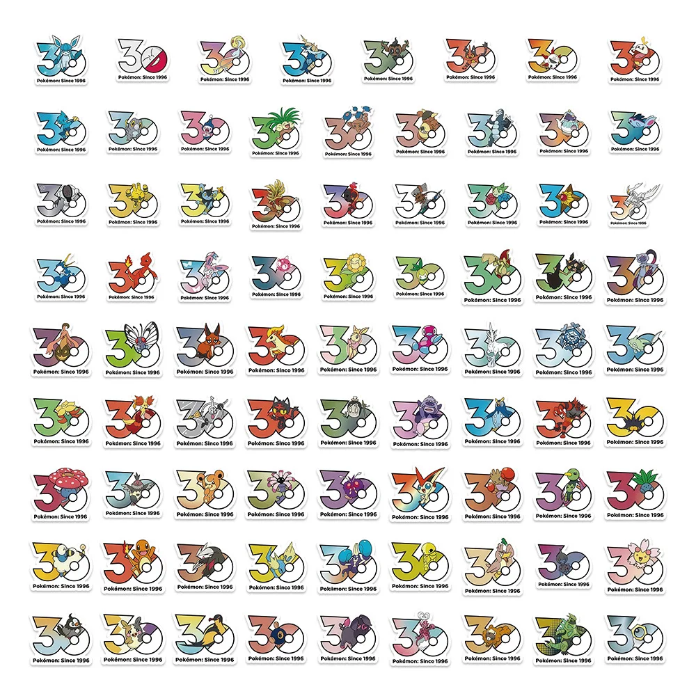 Picture 5: 10/80PCS Pokémon 30th Anniversary Logo Graffiti Stickers Cartoon DIY Toys for Bottle Scrapbook Travel Bag Aesthetic Decals