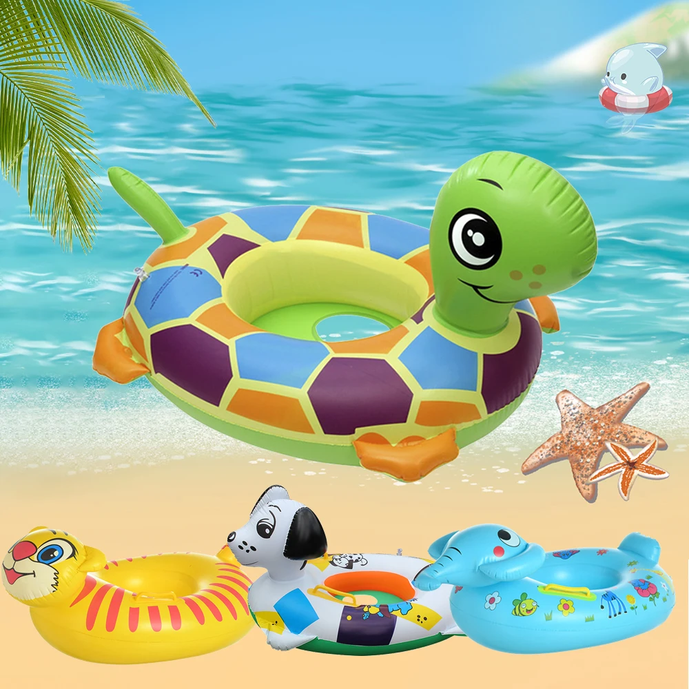 Baby Pool Float Dinosaur Swim Ring Inflatable Flamingo Swimming Circle Inflatable Games for Kids Pool Toys Frog Unicorn Turtle