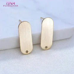 14K Gold Color Plated Brass Oval Shape Stud Earrings High Quality Diy DIY Jewelry Making Finding Accessories