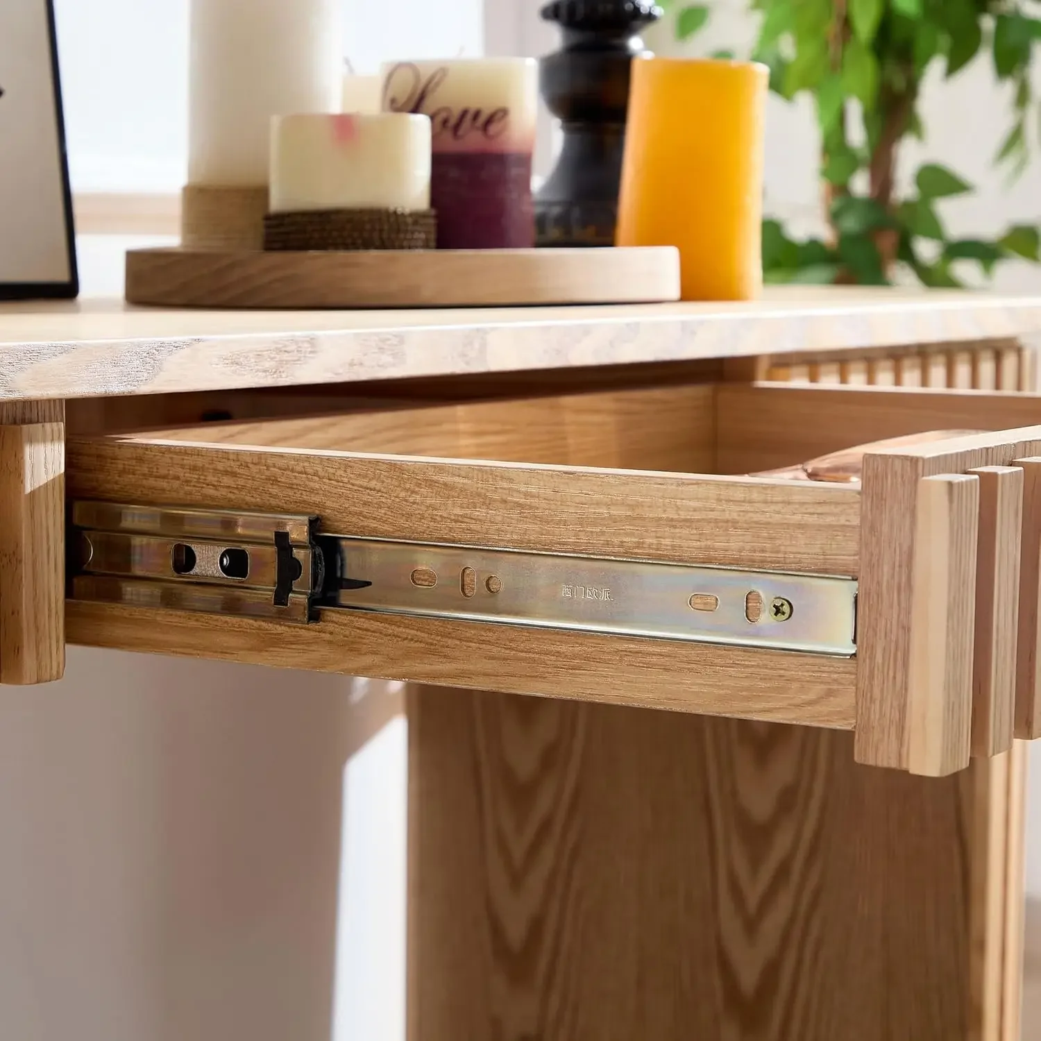 Modern Console Table for Entryway with Drawer, Handcrafted Curved Entryway Table with Unique Vertical