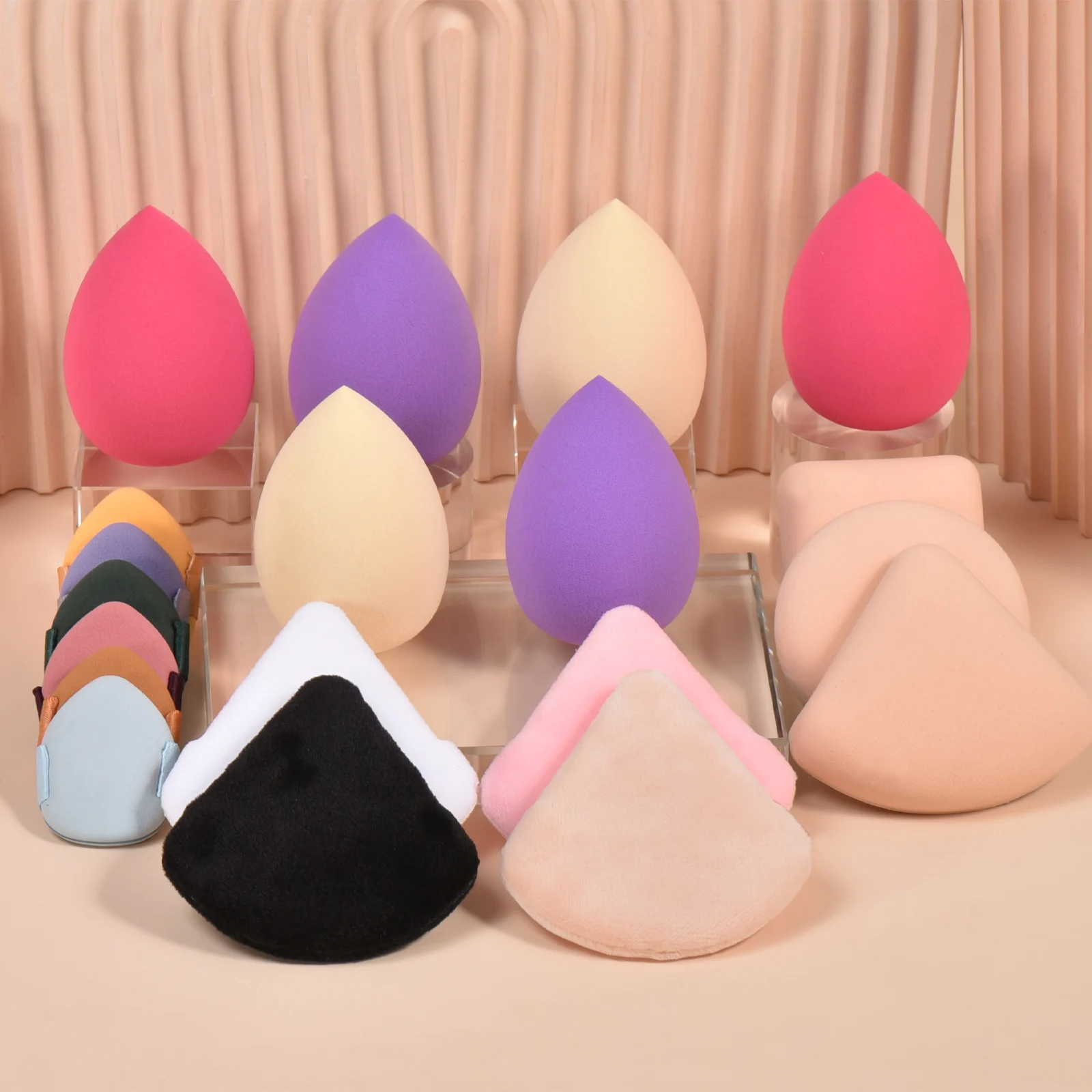 KOSMETYKI Makeup sponge flocking Powder Puff Fingertip Mini Powder puff Face makeup tool set