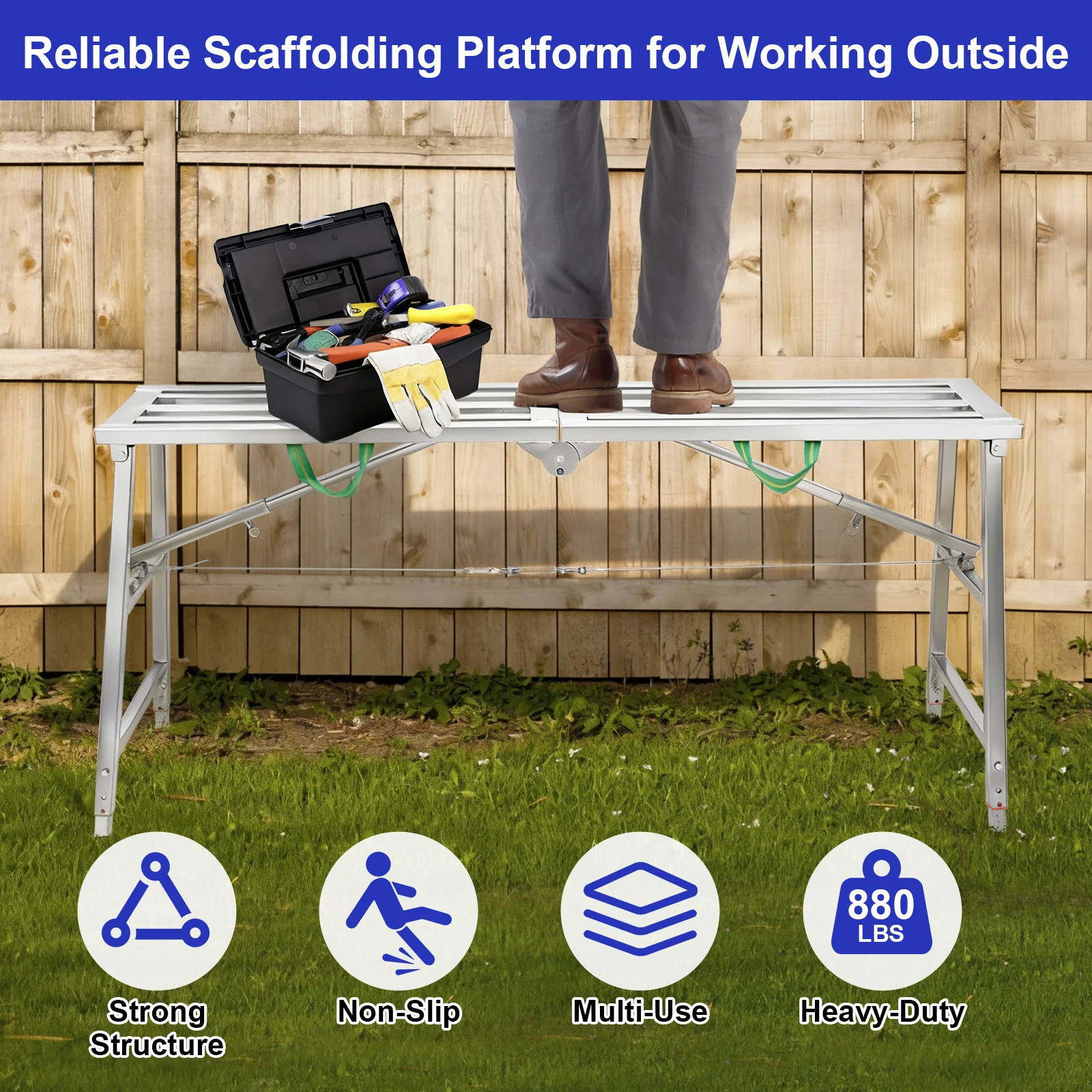 Foldable lifting decoration horse stool, multifunctional portable engineering ladder, thickened and raised scaffolding