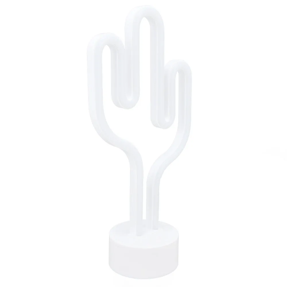 Desert Plant Neon Sign Green Light Battery Operated LED Neon Lamp LED Light Source with Base Holder Neon Night Light