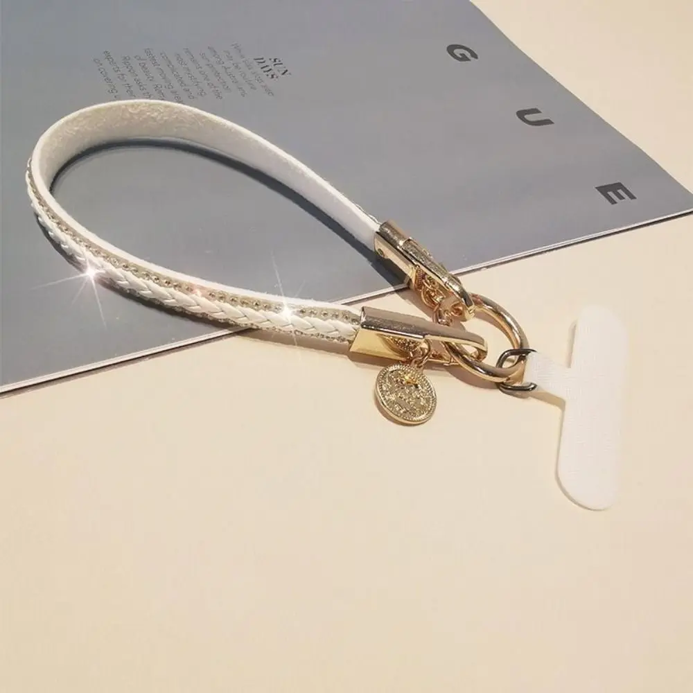 PU Leather Leather Wrist Mobile Phone Lanyard Rhinestone Short Leather Durable Portable Pendant Chain Portable Anti-loss