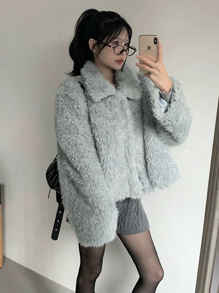 Thiened 양털 자켓 여성용 겨울 따뜻한 외투 부드러운 밀킨 코트 한국 스타일 패셔너블한 이너웨어 모든 연령대용