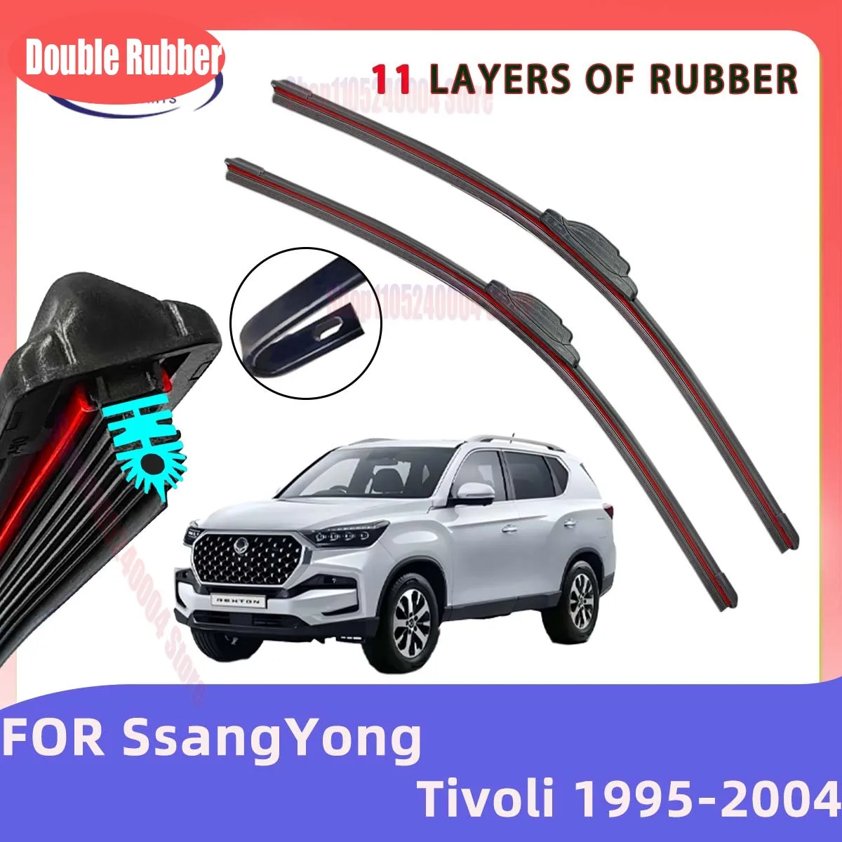 2025 Latest Model Layer Strip Adhesive Strips Car Wiper Wipers For SsangYong Tivoli 2015-2019