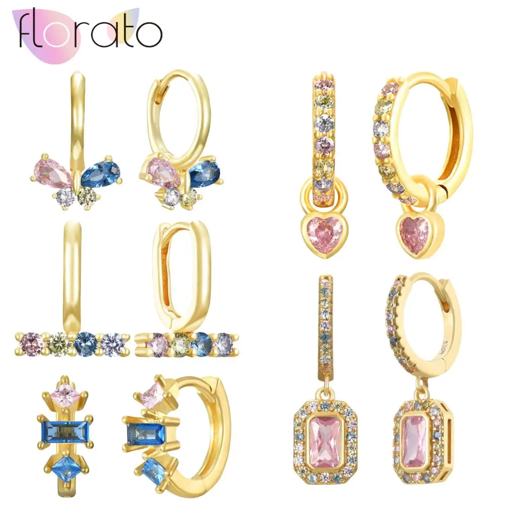 

925 Sterling Silver Needle Fashionable luxury Geometric Colorful Zircon Earrings Women's Party Wedding Earrings Jewelry Gifts