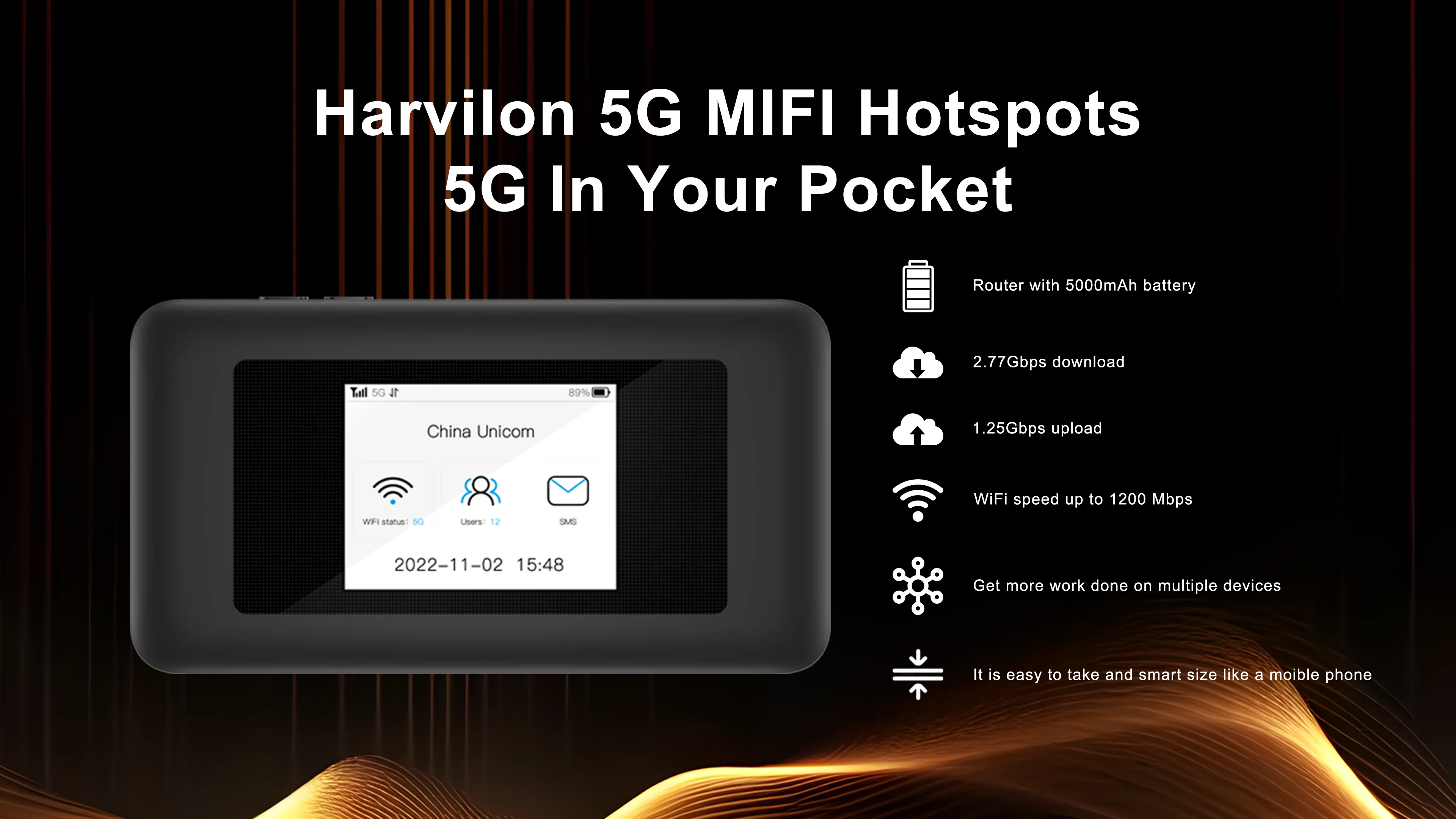 Tragbarer 5G WiFi 6 MiFi Hotspot-Router mit SIM-Kartensteckplatz – Hochgeschwindigkeits-Internet-Taschengerät
