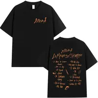 Camiseta Harajuku de algodón con estampado de letras gráficas de cantante Mora 2025 para hombre, camiseta de cuello redondo, camiseta informal de verano de gran tamaño, regalo para seguidores