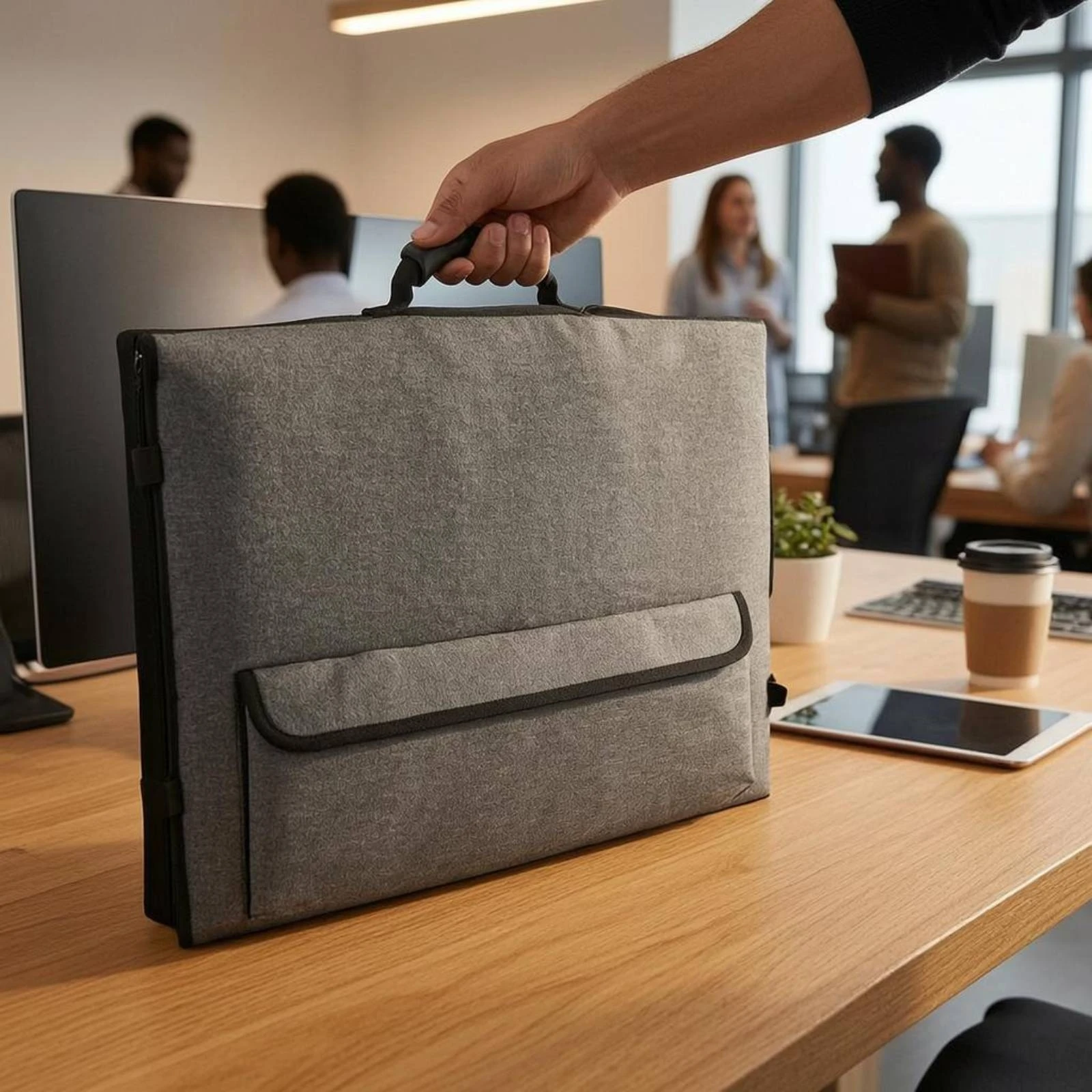

Portable Monitor Storage Bag Velvet-Lined Allall-in-One Computer Monitor Bag Front Pocket Hook-and-Loop Closure