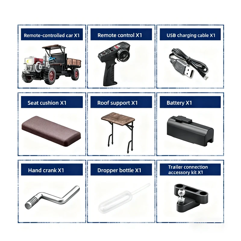 ชุดรถแทรกเตอร์ลมโบราณคลาสสิก JJRC C8836 ขนาด 1/14 สำหรับเด็ก - ของเล่นรถยนต์ไฟฟ้า ของตกแต่ง ของขวัญ