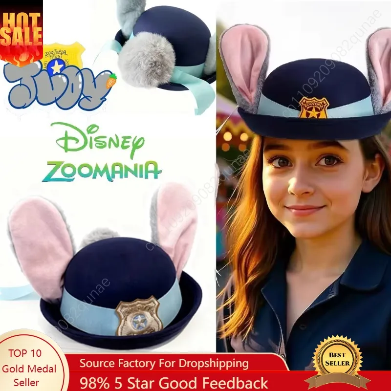 

Disney Zootopia 2 Judy Hopps Bendable Bunny Ear Sheriff Hat | Movie Cosplay Accessory, Christmas/Anime Rabbit Police Headwear