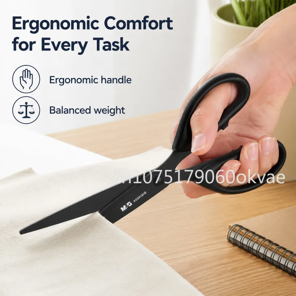 Anti-Rust Black Blade Scissors Heavy Duty Office School Supplies Ergonomic Handle Precision Cutting for Paper Fabric Crafts