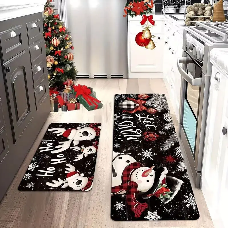 VIKAMA Water-Absorbent Kitchen Mat, Nutcracker Ballerina Pattern, Washable Soft Floor Mat, Christmas Kitchen Rug, Home Decor