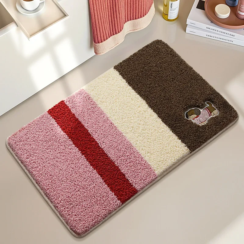 Luxury Soft Plush Bath Mat Non-Slip Absorbent Bathroom Rug Quick Dry Machine Washable Floor Mat for Shower Toilet Home Decor