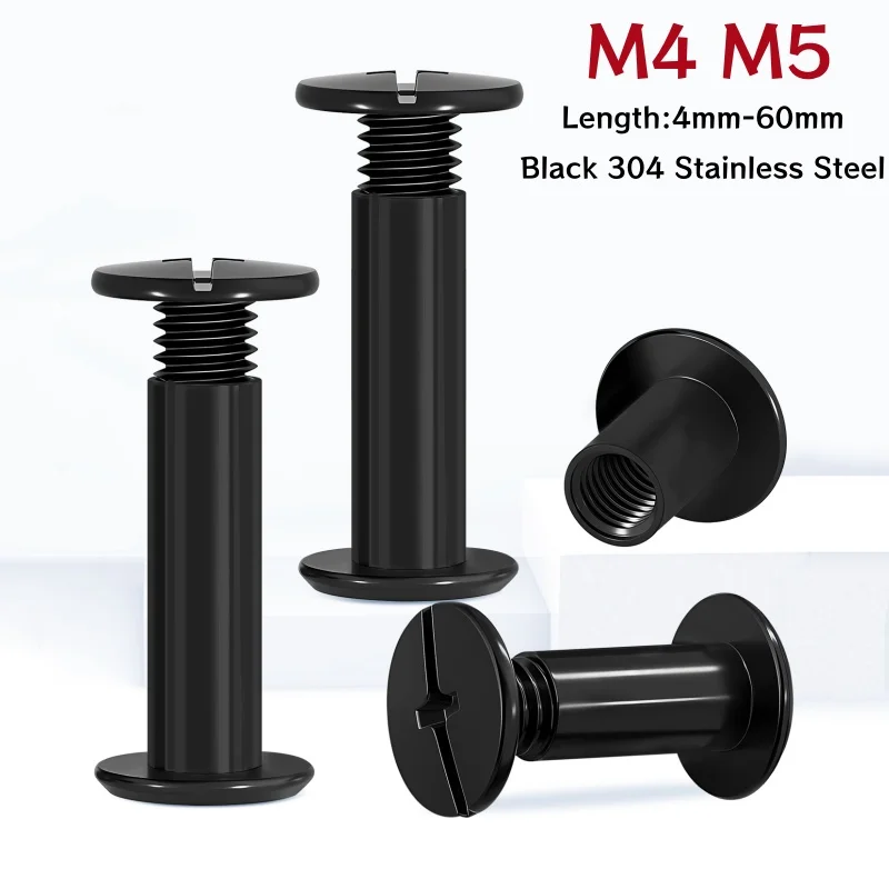 

M4 M5 304 Stainless Steel Black Binding Rivets-Double Cap Screw Nuts for DIY Leather Journal, Recipe Book, Photo Album|Anti-Rust