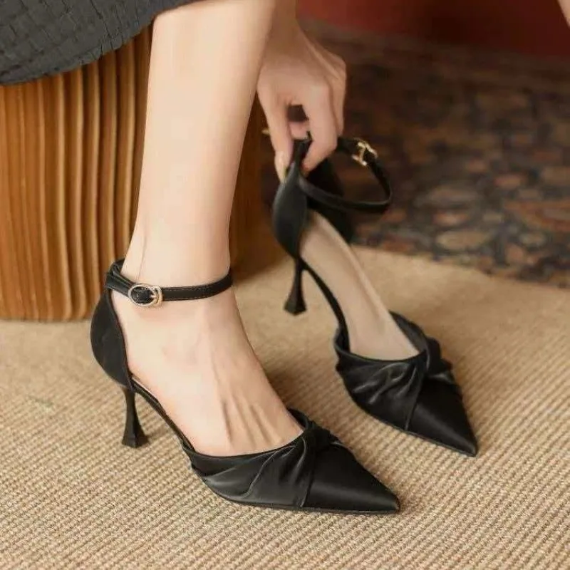 Spring Summer 2026  High Heel Sandals Women's Versatile Pointed Toe Thin Heel Middle Single Shoes