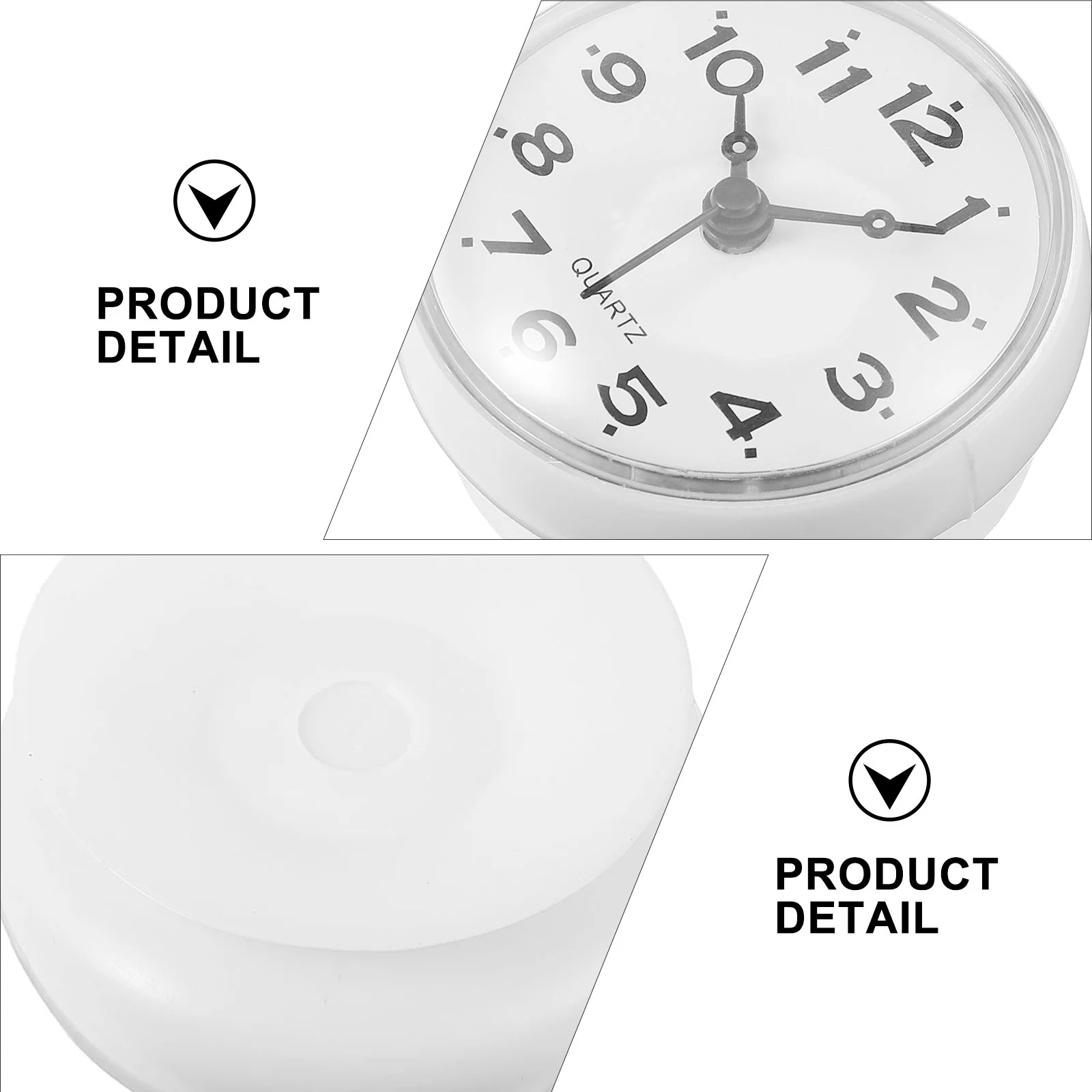 Sucker Clock Silent Bathroom Wall Waterproof for Digital Timer Black Mirror Anti-fog Kitchen Hanging Decorate