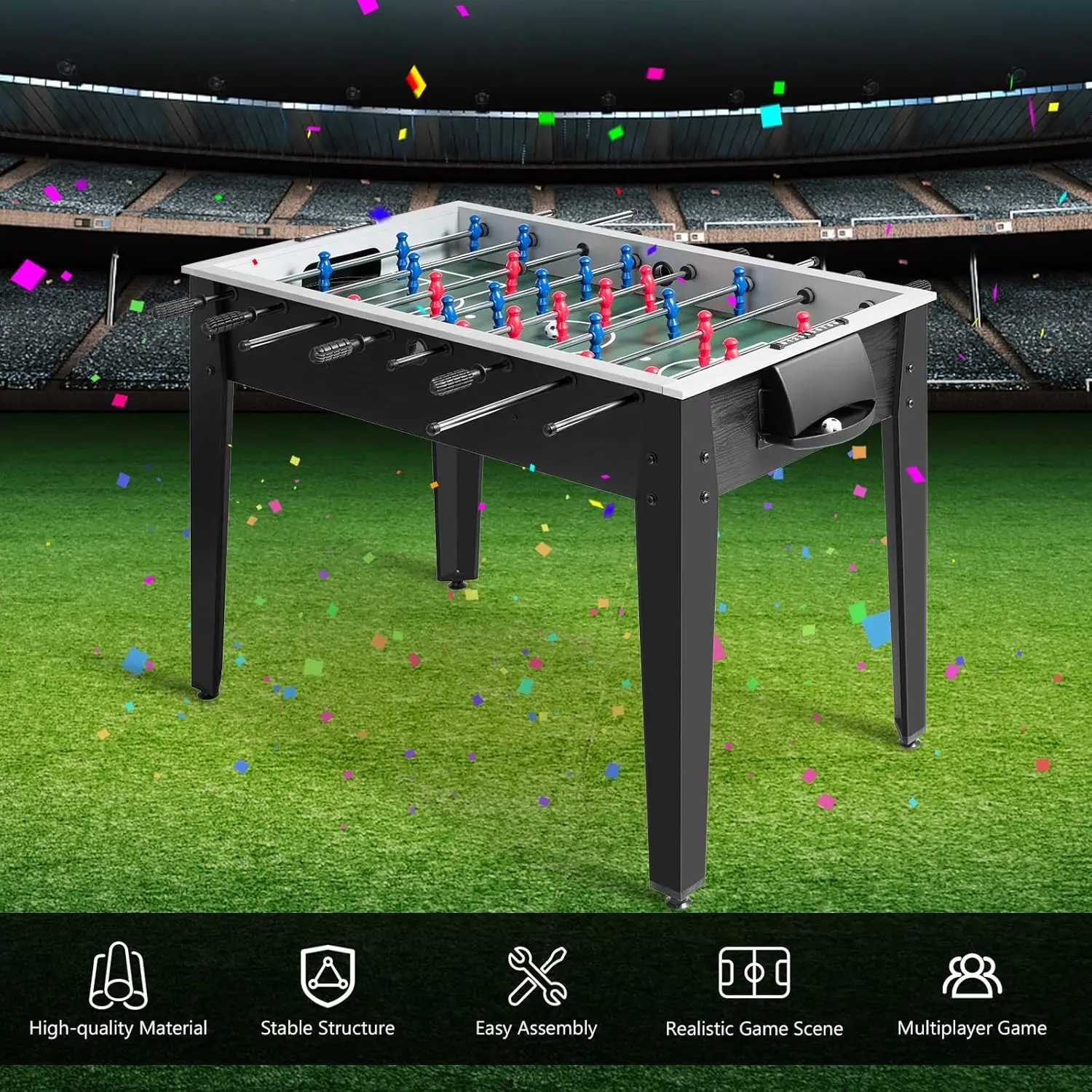 48” Foosball Table, Arcades Soccer Game Table for Multiplayer with 2 Balls, Score Keepers Wooden Competition Sized Foosball Tabl