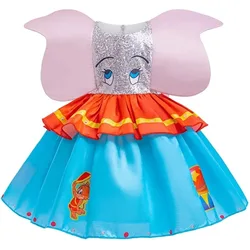 Girls Summer Dumbo Dresses Baby Clothes Halloween Cosplay Costume Kids Girl Animal Elegant Birthday Party Cartoon Dress