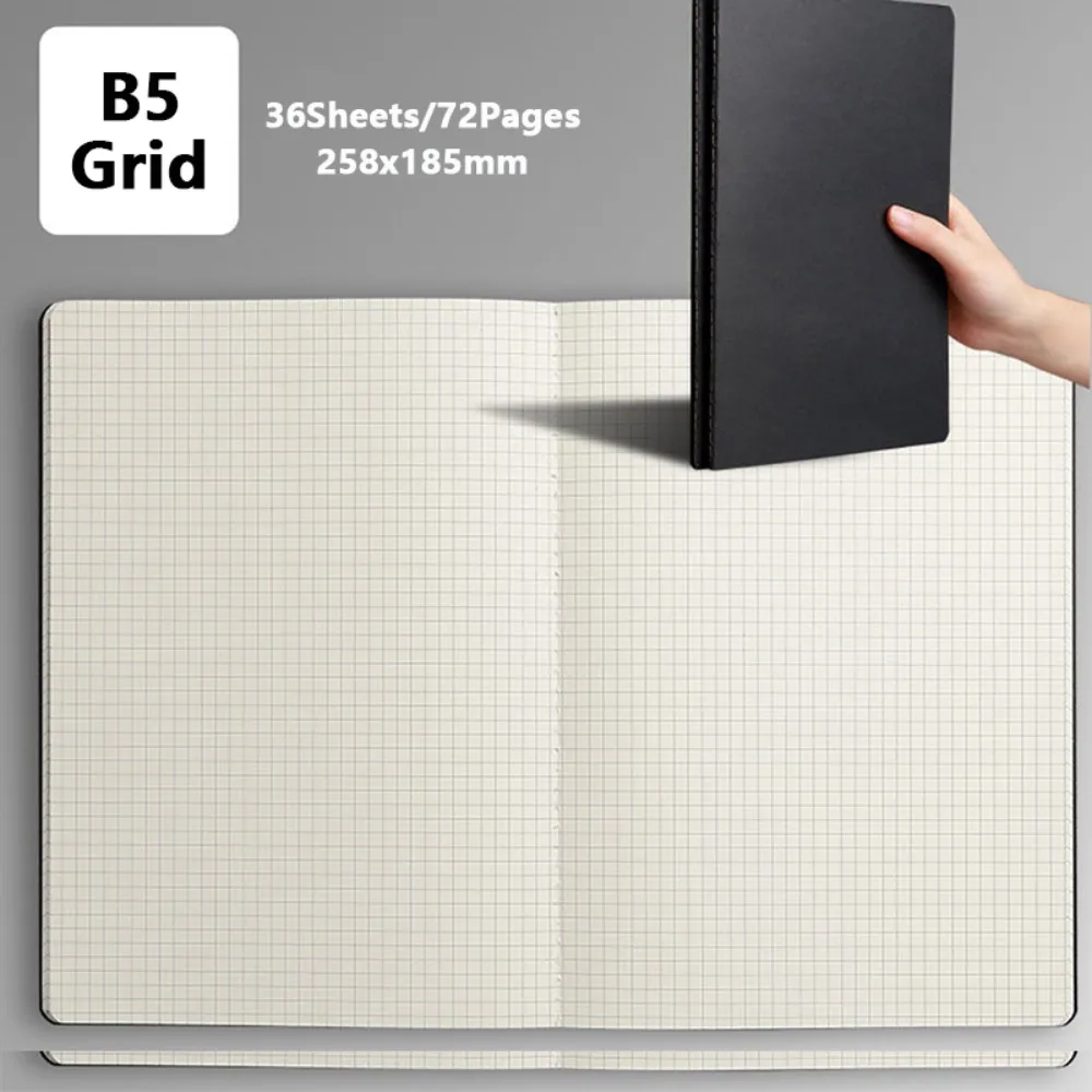 Portable A4/A5/B5 Notebook Kraft Cover Grid/Lined/Blank Diary Book Sketchbook Gift