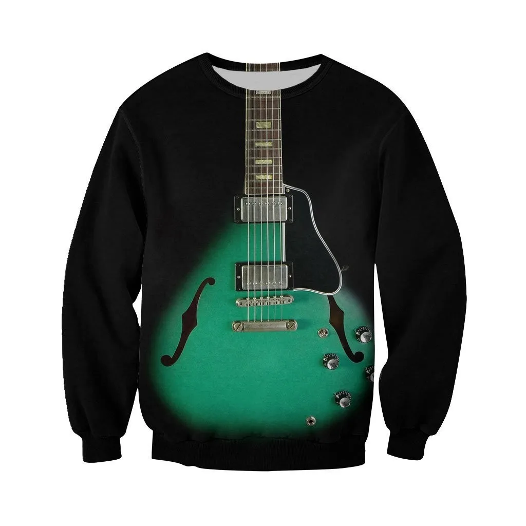 New Musical Instrument Hoodies Guitar 3D Print Sweatshirts Women Long Sleeve Y2k Hoodie Streetwear Pullovers Tops Woman Clothing