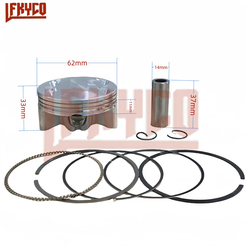 Część silnika skutera 62mm + 200 Big Bore dla Honda WW150AM PCX150 SH150 ABS PCX160 ADV Stylo Vario 160CC Pierścienie tłokowe Zestaw sworznia 14mm