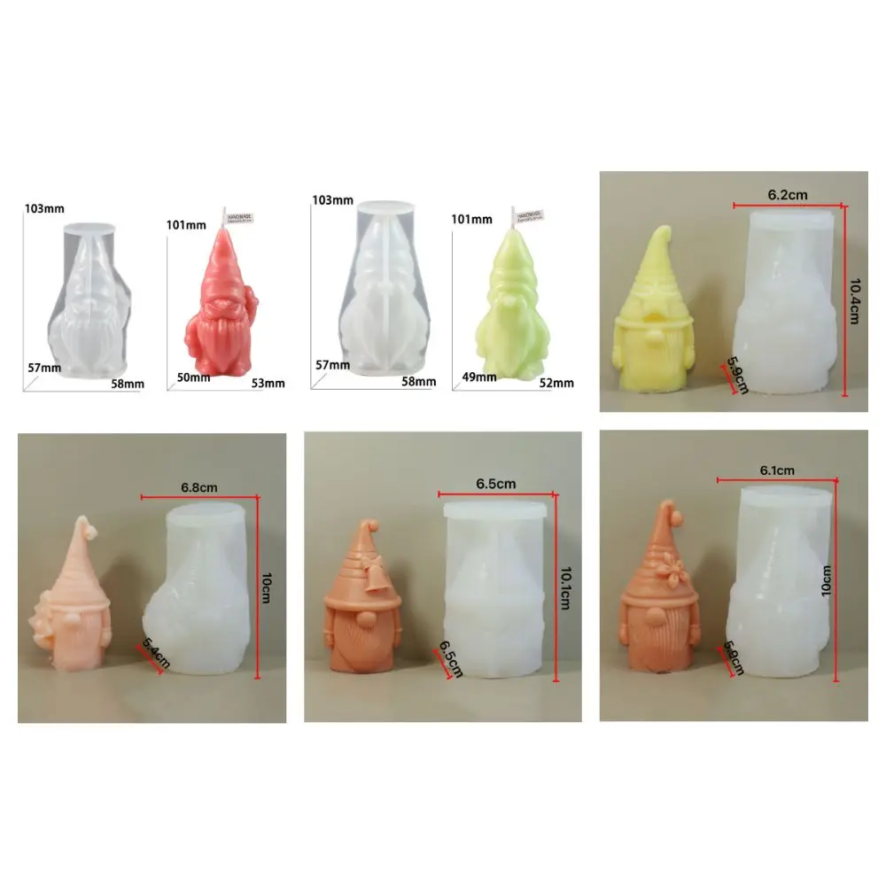 Molde de fundição de papai noel branco, molde epóxi de silicone 3d, gnome, vela, gadgets diy, acessórios artesanais, molde anão sem rosto