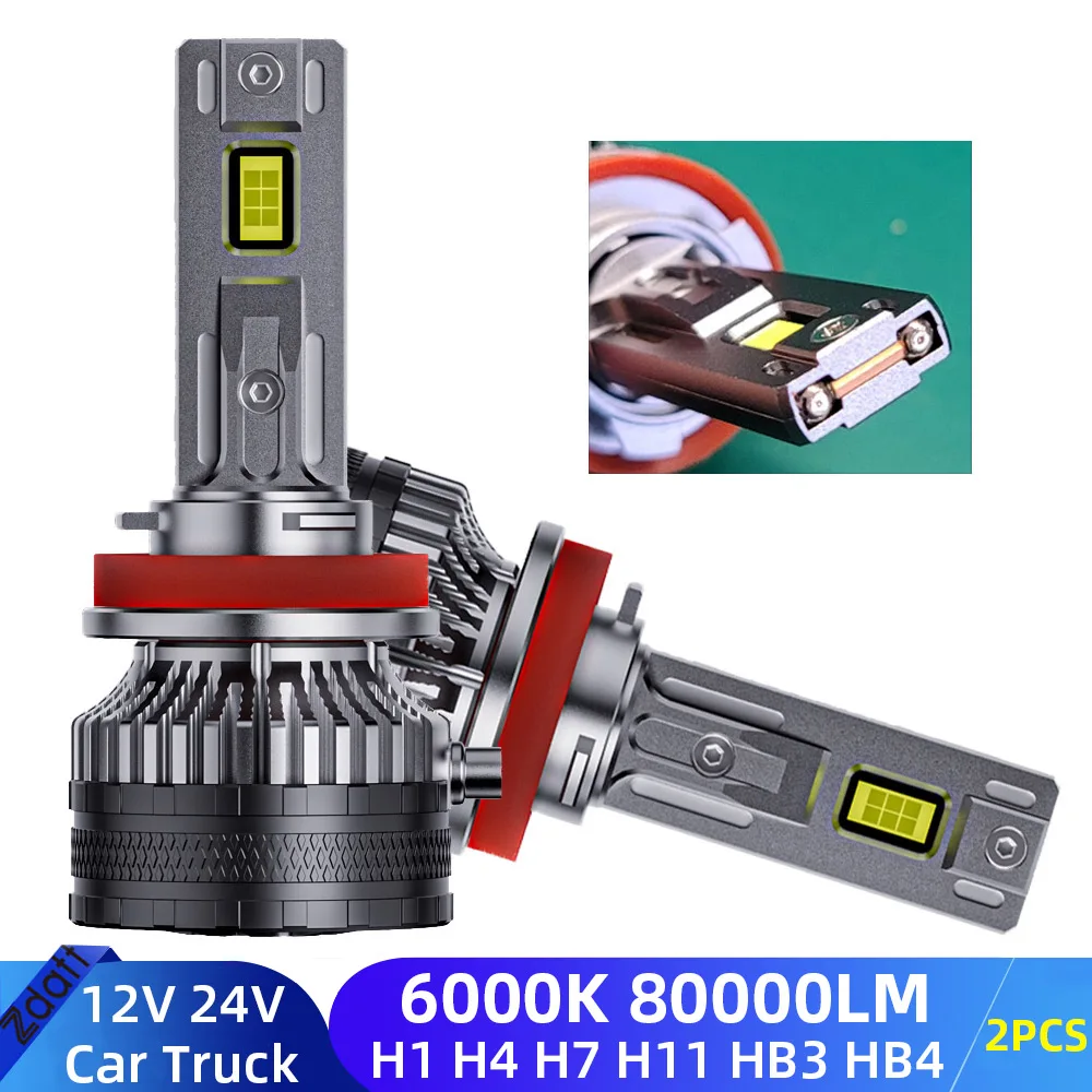 

Zdatt led light h7 Canbus H4 H1 H11 9005 9006 HB3 HB4 CSP Chips 180W 80000LM 6000K 12V 24V Truck Car Headlight Bulbs 2Pcs