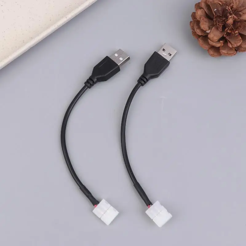 5Pcs USB Cable Connector To 2pin 8mm/10mm Free Welding LED Strip Connector LED Ribbon Strip Light Adaptor
