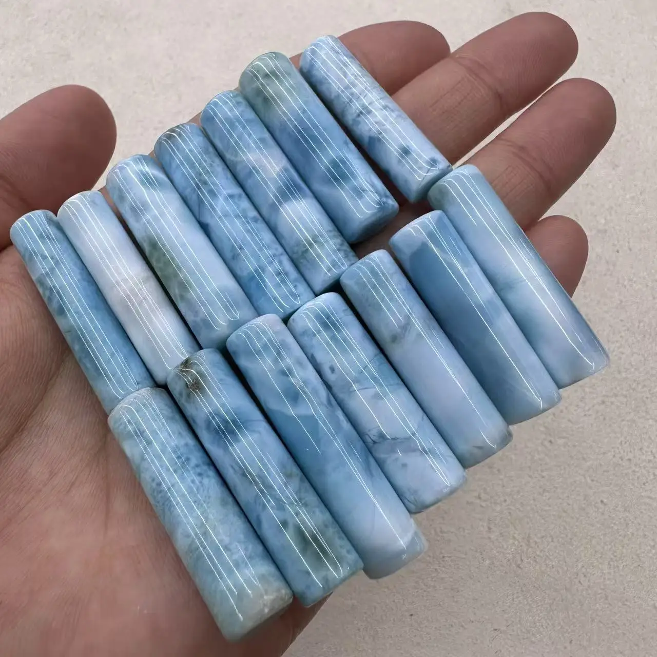 

AAA Quality Larimar About 7x30mm Cylinder Pendant Natural Senior Energy Fashion Jewelry Female for Men and Women Gift Wholesale!