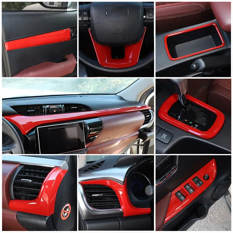 

Red For Toyota Hilux 2015-2021 ABS Car Styling Car Interior & Exterior Moulding Trim Panel Cover Stickers car accessories