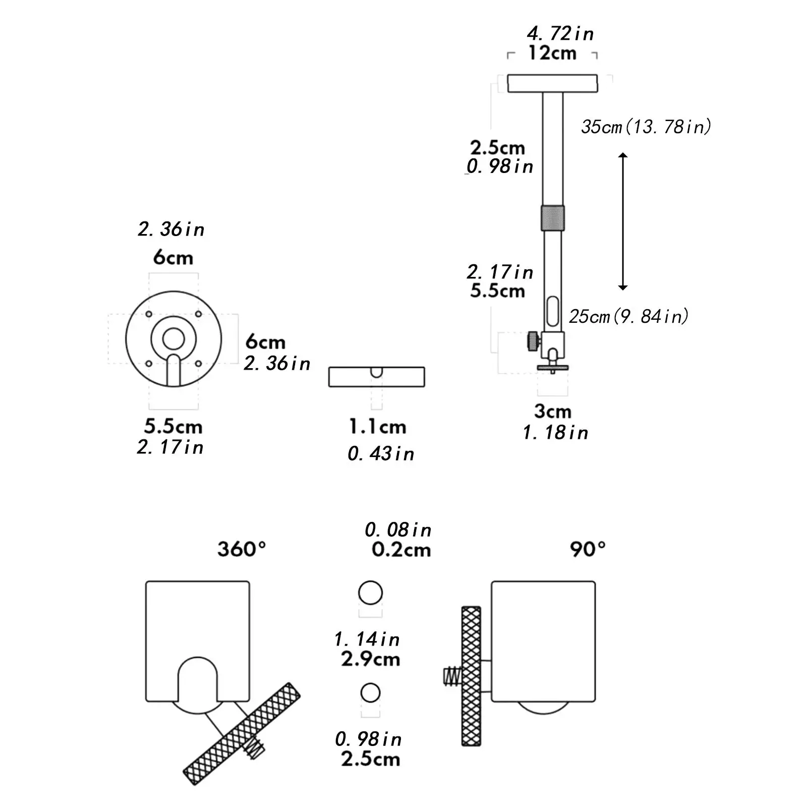 Ceiling Mount Projectors Holder,Stable Easy Installation 360° Rotation Mounting Bracket Hanger for Home Bedroom Office