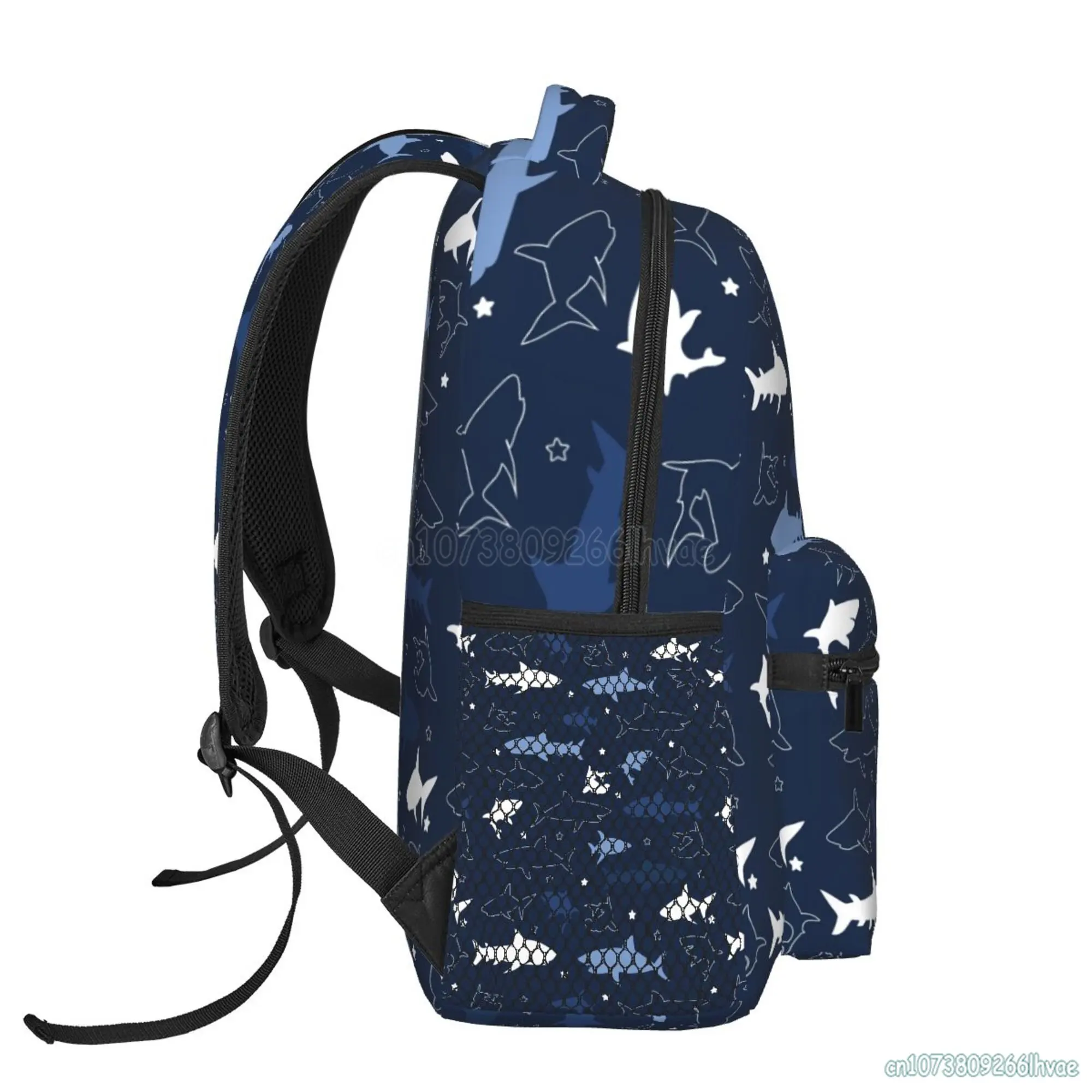 Cartoon Sharks Pattern Student School Bag Travel Laptop Backpack 15.6 Inch Durable Lightweight Book Bag Hiking Camping Daypack