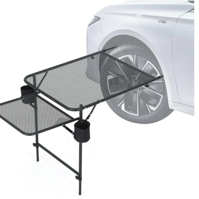 Portable Car Tire Camping Table, Foldable Extendable Height Adjustable Outdoor Picnic Side Table
