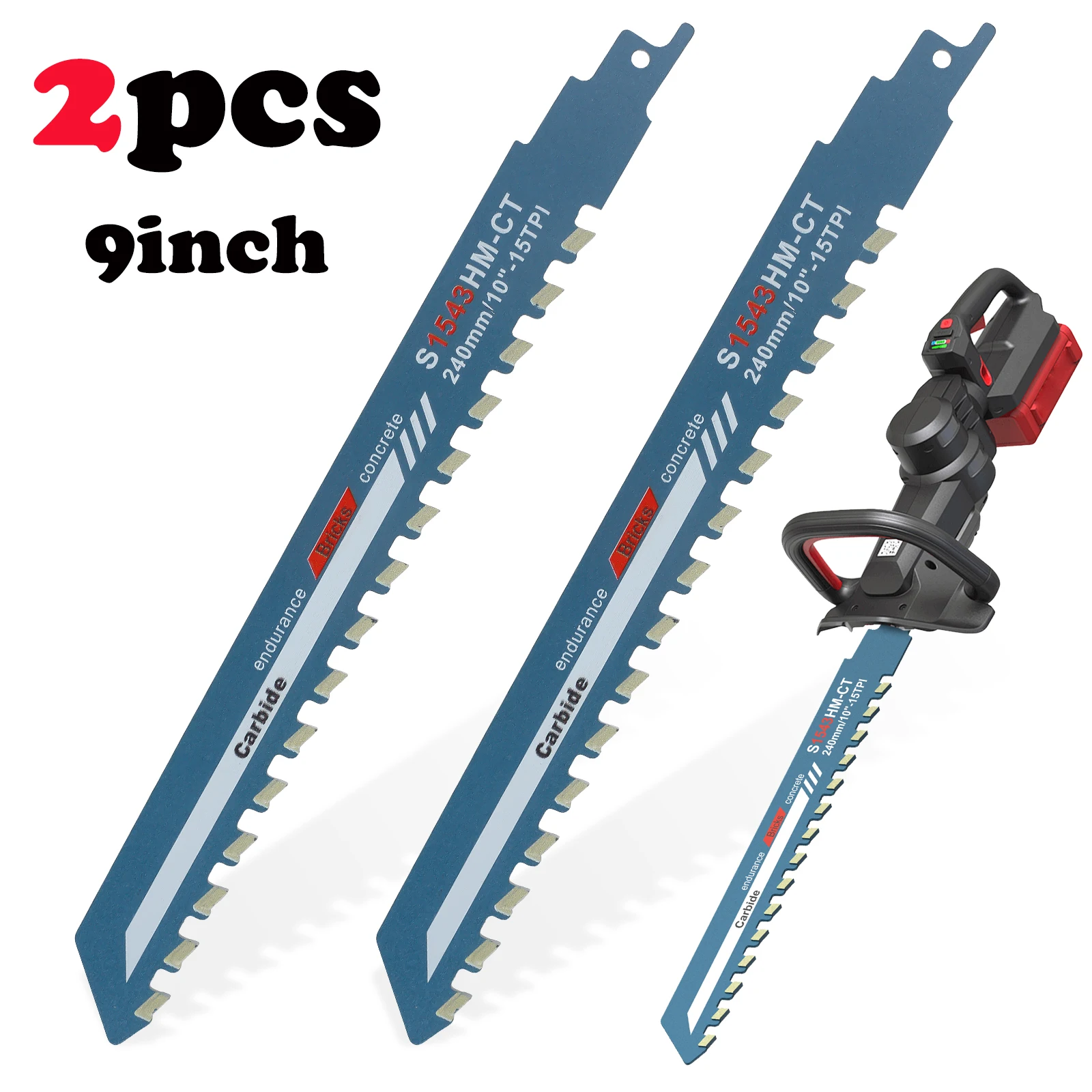 10-インチ石材レシプロ鋸刃-15tpi-チタンカーバイドコンクリート鋸刃レンガコンクリート切断レシプロ鋸刃